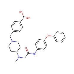 CN(CC(=O)Nc1ccc(Oc2ccccc2)cc1)C1CCN(Cc2ccc(C(=O)O)cc2)CC1 ZINC000040933387