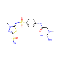 CN(CC(=O)Nc1ccc(S(=O)(=O)/N=c2\sc(S(N)(=O)=O)nn2C)cc1)C(=N)N ZINC000013800593