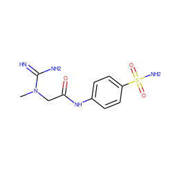 CN(CC(=O)Nc1ccc(S(N)(=O)=O)cc1)C(=N)N ZINC000013800556