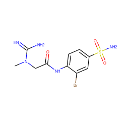 CN(CC(=O)Nc1ccc(S(N)(=O)=O)cc1Br)C(=N)N ZINC000013800571