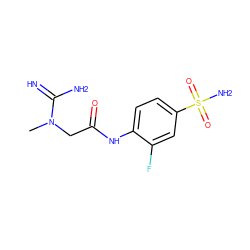 CN(CC(=O)Nc1ccc(S(N)(=O)=O)cc1F)C(=N)N ZINC000013800568