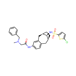 CN(CC(=O)Nc1ccc2c(c1)C[C@H]1CC[C@@H](C2)[C@@H]1NS(=O)(=O)c1ccc(Cl)s1)Cc1ccccc1 ZINC000038140988