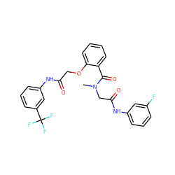 CN(CC(=O)Nc1cccc(F)c1)C(=O)c1ccccc1OCC(=O)Nc1cccc(C(F)(F)F)c1 ZINC000024772430