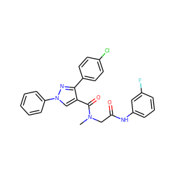 CN(CC(=O)Nc1cccc(F)c1)C(=O)c1cn(-c2ccccc2)nc1-c1ccc(Cl)cc1 ZINC000032967175