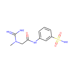 CN(CC(=O)Nc1cccc(S(N)(=O)=O)c1)C(=N)N ZINC000013800554