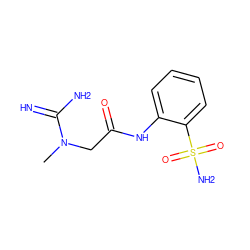 CN(CC(=O)Nc1ccccc1S(N)(=O)=O)C(=N)N ZINC000013800551