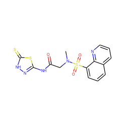 CN(CC(=O)Nc1n[nH]c(=S)s1)S(=O)(=O)c1cccc2cccnc12 ZINC000013143865