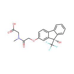 CN(CC(=O)O)C(=O)COc1ccc2c(c1)[C@](O)(C(F)(F)F)c1ccccc1-2 ZINC000143499402