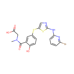 CN(CC(=O)O)C(=O)c1cc(Sc2cnc(Nc3cccc(Br)n3)s2)ccc1O ZINC000036184891