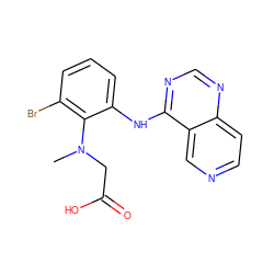 CN(CC(=O)O)c1c(Br)cccc1Nc1ncnc2ccncc12 ZINC000029133634