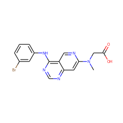 CN(CC(=O)O)c1cc2ncnc(Nc3cccc(Br)c3)c2cn1 ZINC000003815201