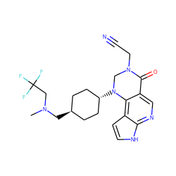 CN(CC(F)(F)F)C[C@H]1CC[C@H](N2CN(CC#N)C(=O)c3cnc4[nH]ccc4c32)CC1 ZINC001772593936