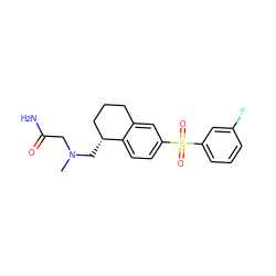 CN(CC(N)=O)C[C@@H]1CCCc2cc(S(=O)(=O)c3cccc(F)c3)ccc21 ZINC000049112359