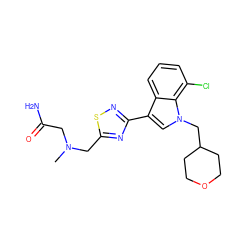 CN(CC(N)=O)Cc1nc(-c2cn(CC3CCOCC3)c3c(Cl)cccc23)ns1 ZINC000084618688