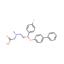 CN(CC[C@@H](Oc1ccc(-c2ccccc2)cc1)c1ccc(F)cc1)CC(=O)O ZINC000003996003