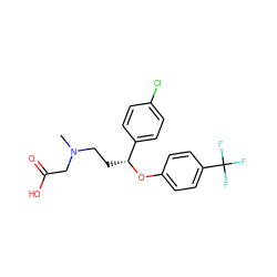 CN(CC[C@@H](Oc1ccc(C(F)(F)F)cc1)c1ccc(Cl)cc1)CC(=O)O ZINC000026152628