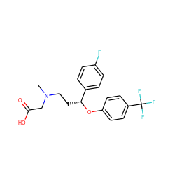 CN(CC[C@@H](Oc1ccc(C(F)(F)F)cc1)c1ccc(F)cc1)CC(=O)O ZINC000026152615