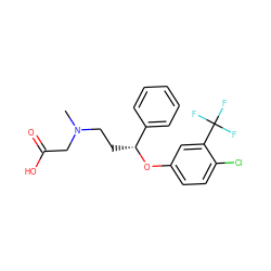 CN(CC[C@@H](Oc1ccc(Cl)c(C(F)(F)F)c1)c1ccccc1)CC(=O)O ZINC000026165707