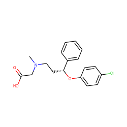 CN(CC[C@@H](Oc1ccc(Cl)cc1)c1ccccc1)CC(=O)O ZINC000026167002