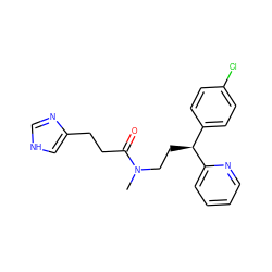 CN(CC[C@@H](c1ccc(Cl)cc1)c1ccccn1)C(=O)CCc1c[nH]cn1 ZINC000013490246