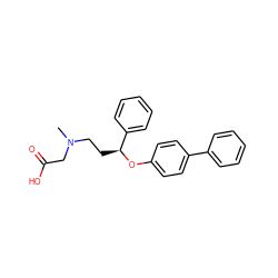 CN(CC[C@H](Oc1ccc(-c2ccccc2)cc1)c1ccccc1)CC(=O)O ZINC000026168596