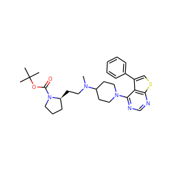 CN(CC[C@H]1CCCN1C(=O)OC(C)(C)C)C1CCN(c2ncnc3scc(-c4ccccc4)c23)CC1 ZINC000653663076