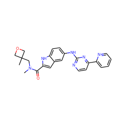 CN(CC1(C)COC1)C(=O)c1cc2cc(Nc3nccc(-c4ccccn4)n3)ccc2[nH]1 ZINC000144215529