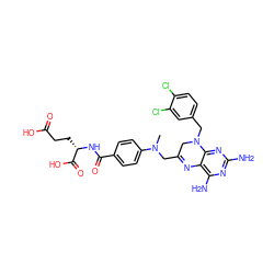 CN(CC1=Nc2c(N)nc(N)nc2N(Cc2ccc(Cl)c(Cl)c2)C1)c1ccc(C(=O)N[C@@H](CCC(=O)O)C(=O)O)cc1 ZINC000169337764