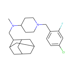 CN(CC1C2CC3CC(C2)CC1C3)C1CCN(Cc2ccc(Cl)cc2F)CC1 ZINC000040395288