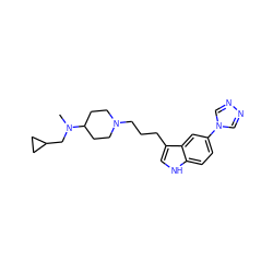 CN(CC1CC1)C1CCN(CCCc2c[nH]c3ccc(-n4cnnc4)cc23)CC1 ZINC000013802501