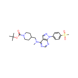 CN(CC1CCN(C(=O)OC(C)(C)C)CC1)c1ncnc2c1cnn2-c1ccc(S(C)(=O)=O)cc1 ZINC000071319019