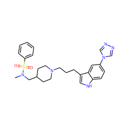 CN(CC1CCN(CCCc2c[nH]c3ccc(-n4cnnc4)cc23)CC1)S(=O)(=O)c1ccccc1 ZINC000013802593