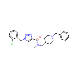 CN(CC1CCN(Cc2ccccc2)CC1)C(=O)c1cn(Cc2ccccc2Cl)nn1 ZINC000011934716