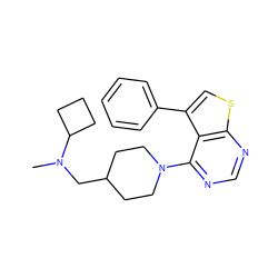 CN(CC1CCN(c2ncnc3scc(-c4ccccc4)c23)CC1)C1CCC1 ZINC000653758395