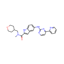 CN(CC1CCOCC1)C(=O)c1cc2cc(Nc3nccc(-c4ccccn4)n3)ccc2[nH]1 ZINC000144223120