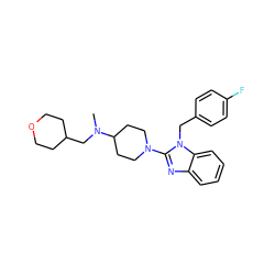 CN(CC1CCOCC1)C1CCN(c2nc3ccccc3n2Cc2ccc(F)cc2)CC1 ZINC000043021585