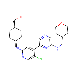 CN(CC1CCOCC1)c1cncc(-c2cc(N[C@H]3CC[C@H](CO)CC3)ncc2Cl)n1 ZINC000261191066