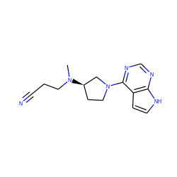 CN(CCC#N)[C@@H]1CCN(c2ncnc3[nH]ccc23)C1 ZINC000143362244