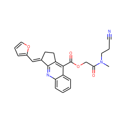 CN(CCC#N)C(=O)COC(=O)c1c2c(nc3ccccc13)/C(=C/c1ccco1)CC2 ZINC000004516638