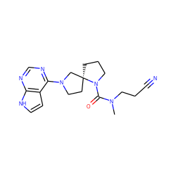 CN(CCC#N)C(=O)N1CCC[C@@]12CCN(c1ncnc3[nH]ccc13)C2 ZINC000169698954