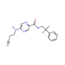 CN(CCC#N)c1cnc(C(=O)NCC(C)(C)c2ccccc2)cn1 ZINC000028882478