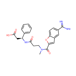 CN(CCC(=O)N[C@@H](CC(=O)O)c1ccccc1)C(=O)c1cc2cc(C(=N)N)ccc2o1 ZINC000013776137