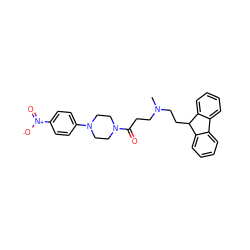 CN(CCC(=O)N1CCN(c2ccc([N+](=O)[O-])cc2)CC1)CCC1c2ccccc2-c2ccccc21 ZINC000040874093