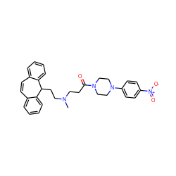 CN(CCC(=O)N1CCN(c2ccc([N+](=O)[O-])cc2)CC1)CCC1c2ccccc2C=Cc2ccccc21 ZINC000040874187