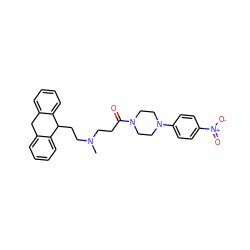 CN(CCC(=O)N1CCN(c2ccc([N+](=O)[O-])cc2)CC1)CCC1c2ccccc2Cc2ccccc21 ZINC000040866321