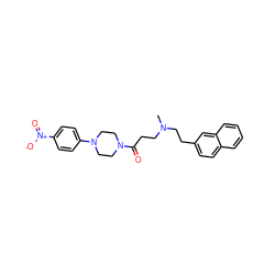 CN(CCC(=O)N1CCN(c2ccc([N+](=O)[O-])cc2)CC1)CCc1ccc2ccccc2c1 ZINC000040861906