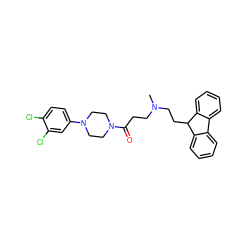 CN(CCC(=O)N1CCN(c2ccc(Cl)c(Cl)c2)CC1)CCC1c2ccccc2-c2ccccc21 ZINC000040897426