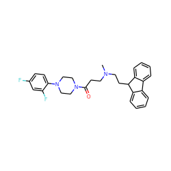 CN(CCC(=O)N1CCN(c2ccc(F)cc2F)CC1)CCC1c2ccccc2-c2ccccc21 ZINC000040913857