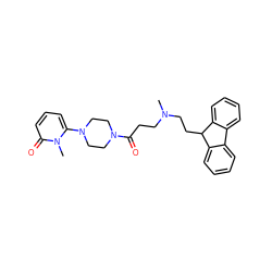 CN(CCC(=O)N1CCN(c2cccc(=O)n2C)CC1)CCC1c2ccccc2-c2ccccc21 ZINC000045506051