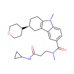 CN(CCC(=O)NC1CC1)C(=O)c1ccc2c(c1)c1c(n2C)CC[C@H](C2CCOCC2)C1 ZINC000059050235